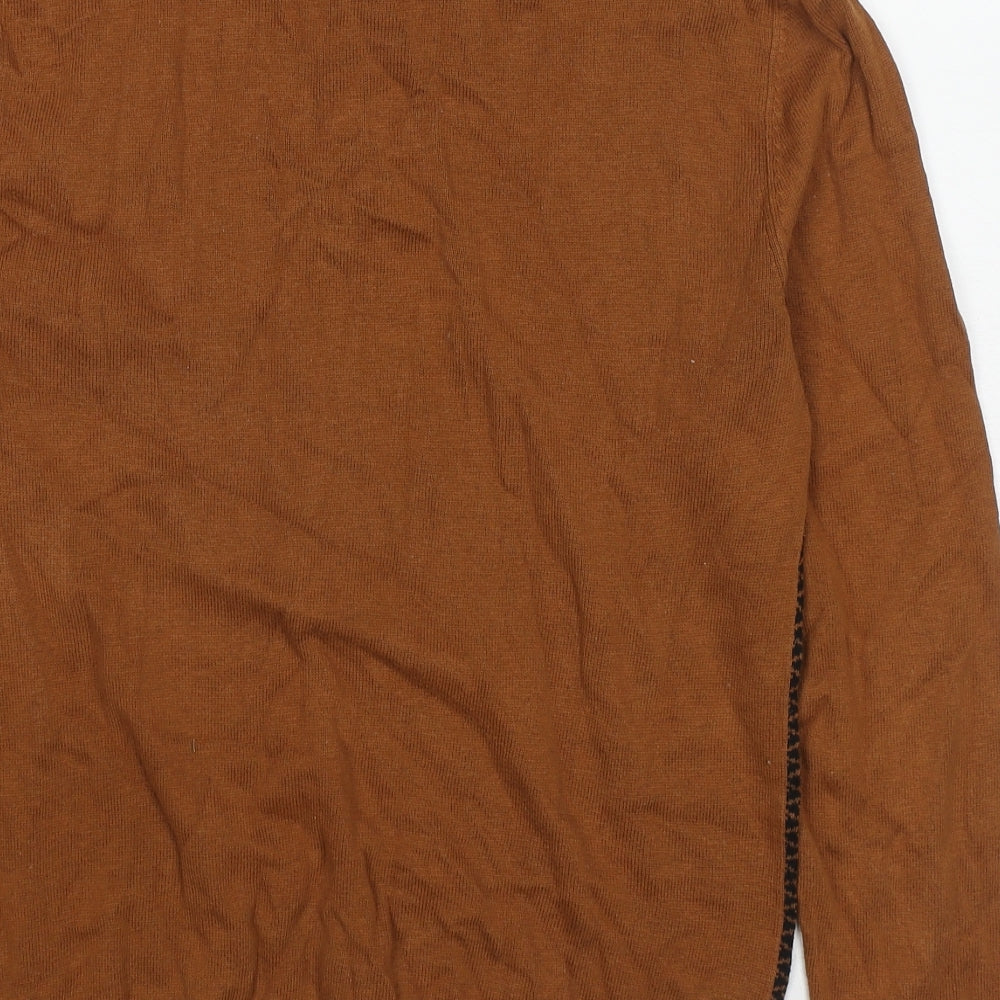 Burton Mens Brown Collared Geometric Cotton Pullover Jumper Size S Long Sleeve