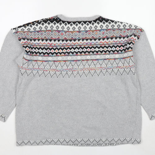 Apricot Womens Grey Round Neck Geometric Acrylic Pullover Jumper Size 12