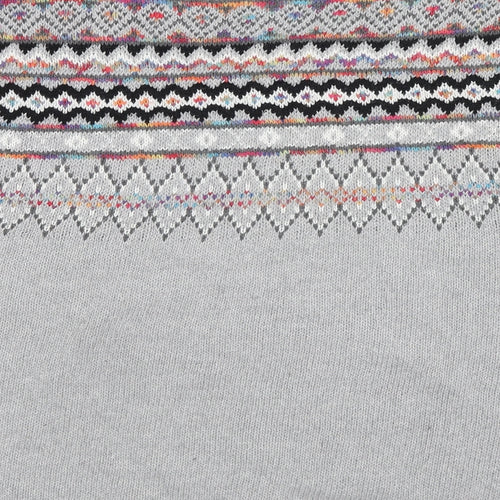 Apricot Womens Grey Round Neck Geometric Acrylic Pullover Jumper Size 12
