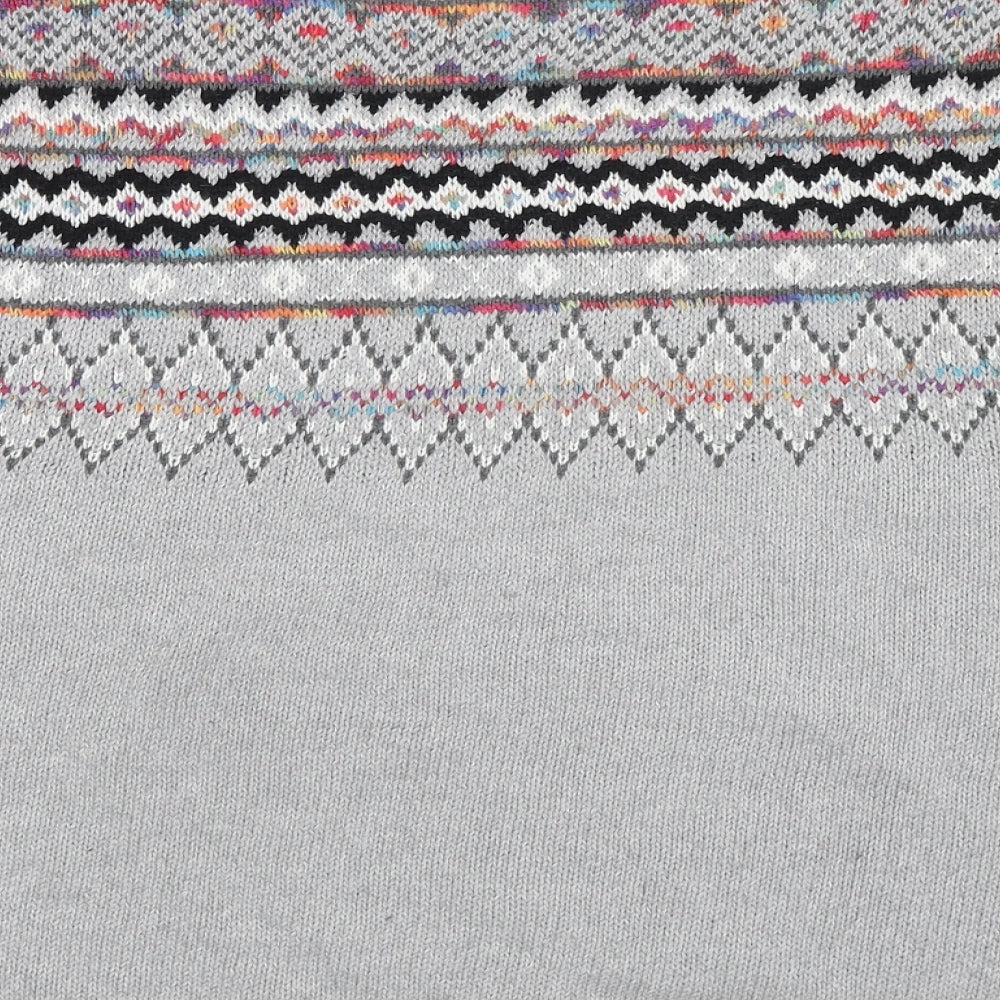Apricot Womens Grey Round Neck Geometric Acrylic Pullover Jumper Size 12