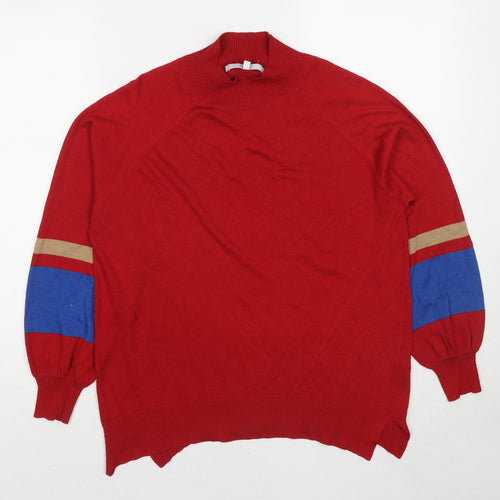 NEXT Mens Red High Neck Polyester Pullover Jumper Size S Long Sleeve