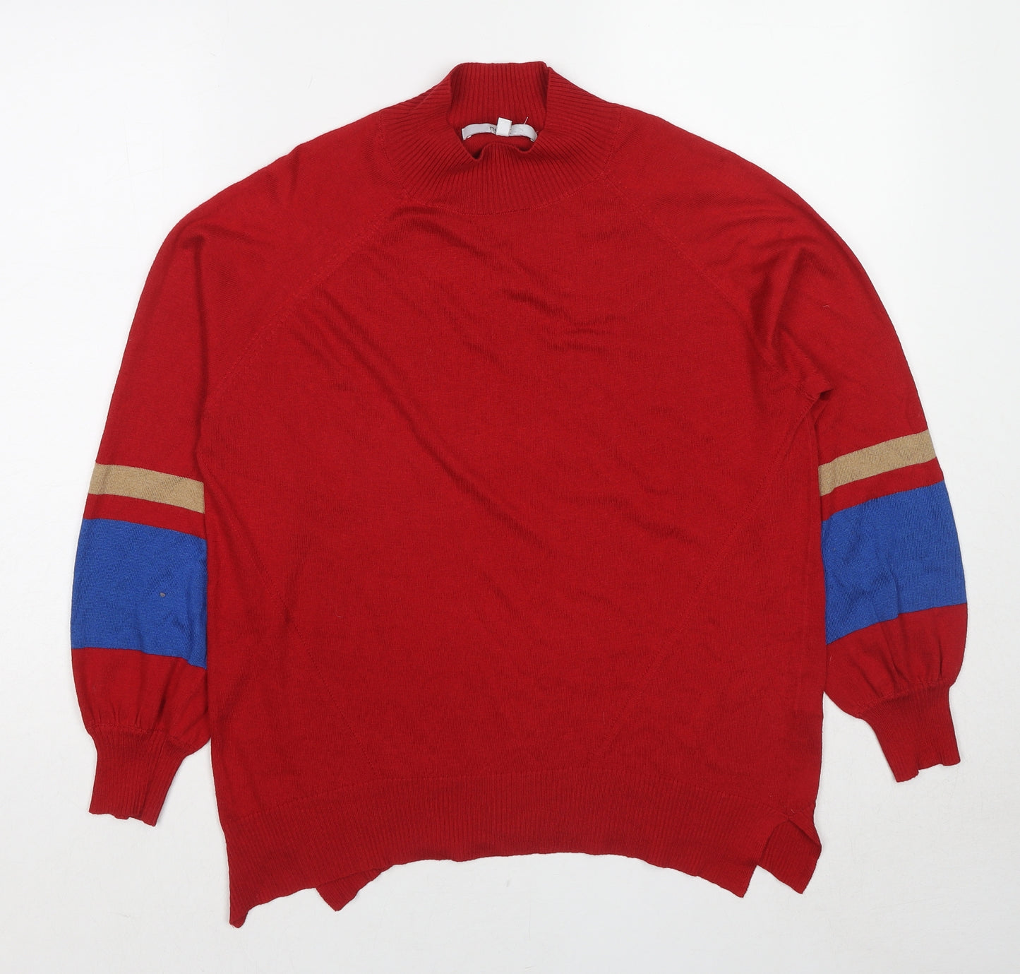 NEXT Mens Red High Neck Polyester Pullover Jumper Size S Long Sleeve