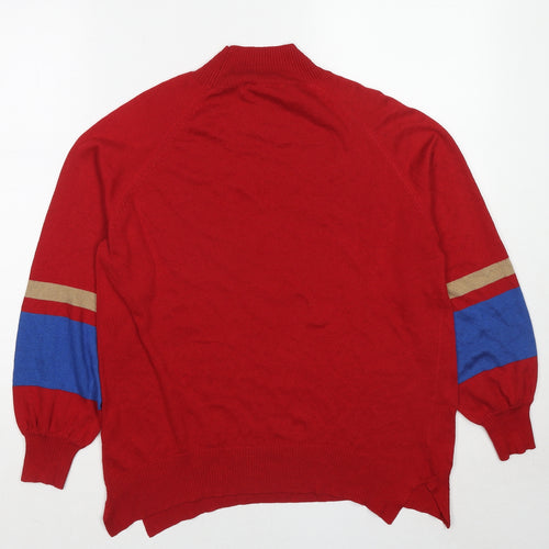 NEXT Mens Red High Neck Polyester Pullover Jumper Size S Long Sleeve