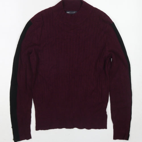 Marks and Spencer Womens Purple Round Neck Viscose Pullover Jumper Size 14