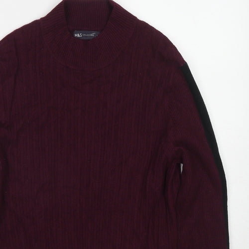 Marks and Spencer Womens Purple Round Neck Viscose Pullover Jumper Size 14