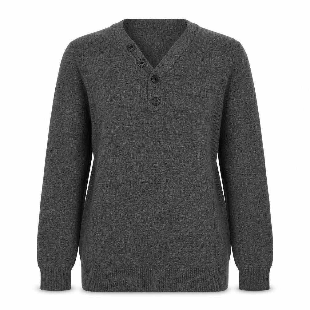 Front view of Next women’s grey v-neck cotton jumper, size S