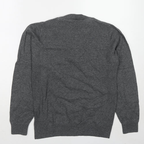 NEXT Womens Grey V-Neck Cotton Pullover Jumper Size S