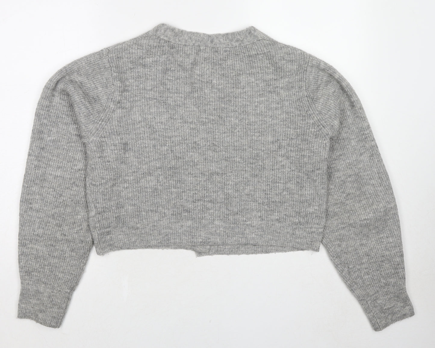 H&M Womens Grey V-Neck Polyester Cardigan Jumper Size XL