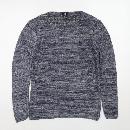 H&M Womens Blue Round Neck Cotton Pullover Jumper Size M