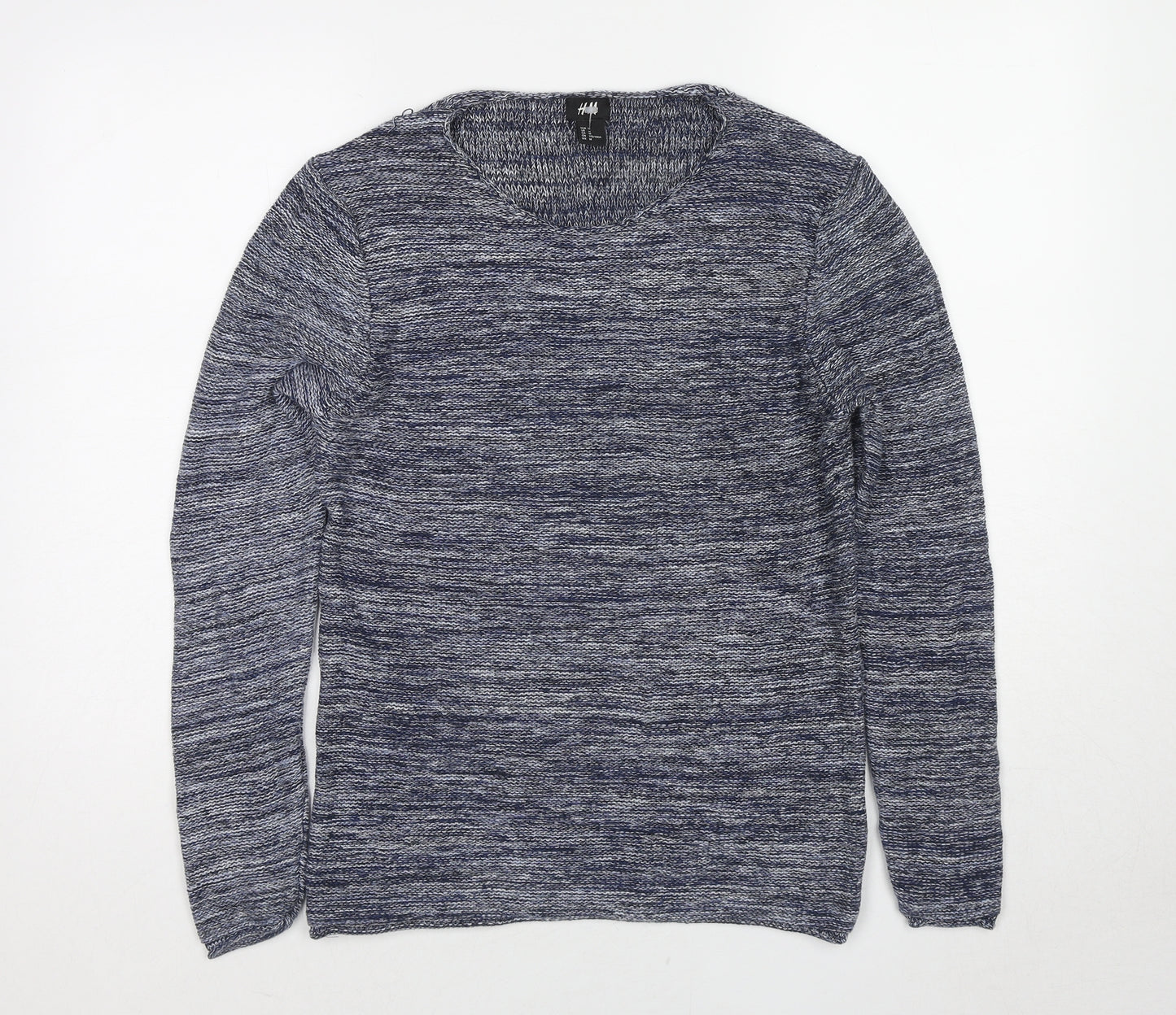 H&M Womens Blue Round Neck Cotton Pullover Jumper Size M