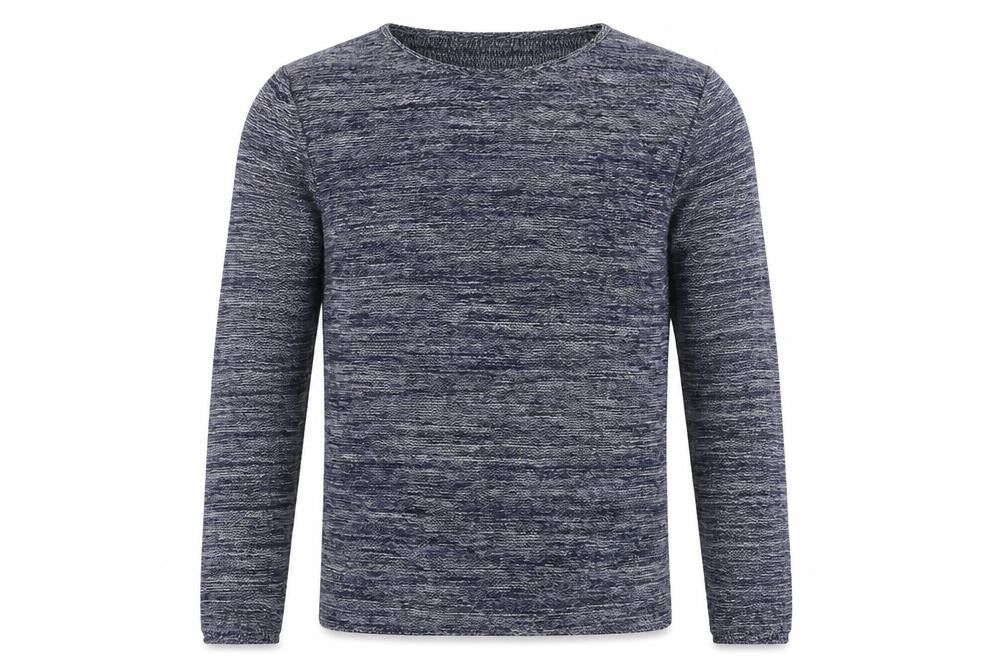 Front view of H&M women’s blue round neck cotton jumper, size M