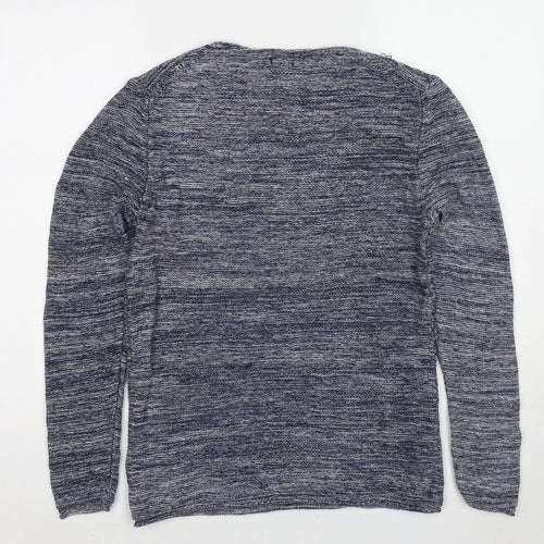H&M Womens Blue Round Neck Cotton Pullover Jumper Size M