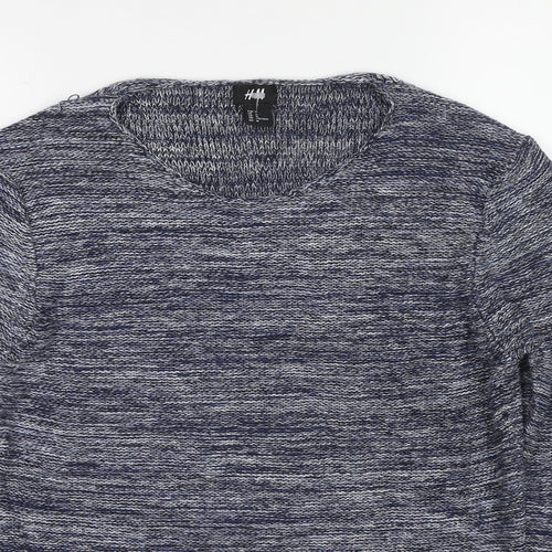 H&M Womens Blue Round Neck Cotton Pullover Jumper Size M
