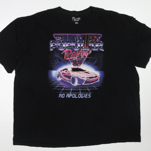 Popular Demand Mens Black Cotton T-Shirt Size 3XL Round Neck