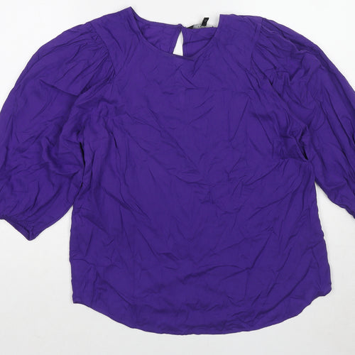 NEXT Womens Purple Viscose Basic Blouse Size 10 Boat Neck