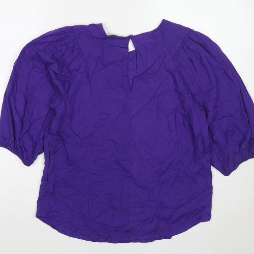 NEXT Womens Purple Viscose Basic Blouse Size 10 Boat Neck