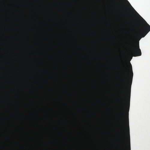 Marks and Spencer Womens Black Cotton Basic T-Shirt Size 24 V-Neck