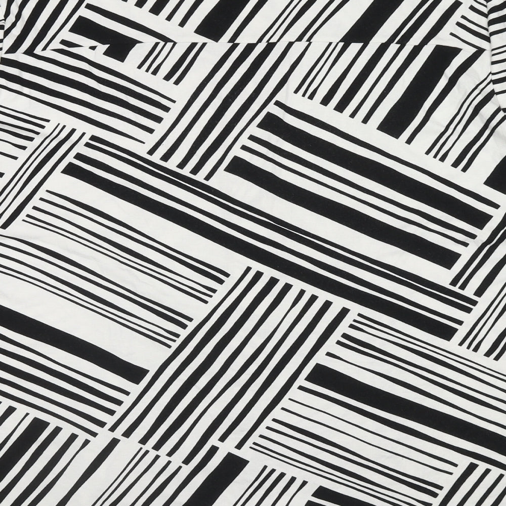 Bonmarché Womens White Geometric Viscose Basic Button-Up Size 24 V-Neck