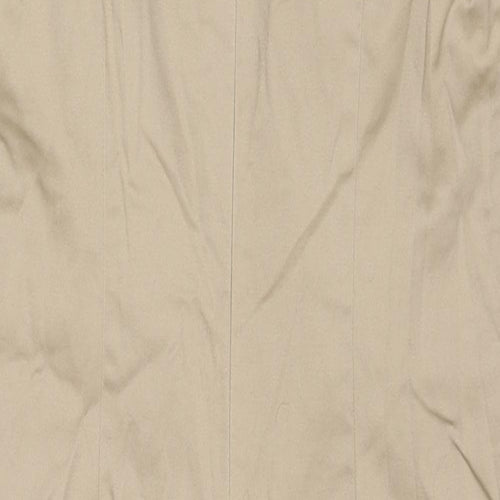 bonprix Womens Beige Cotton Shift Size 10 Square Neck Zip