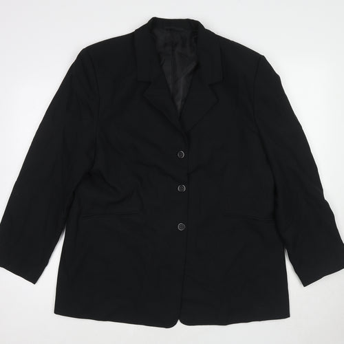 C&A Womens Black Polyester Jacket Blazer Size 18 Button