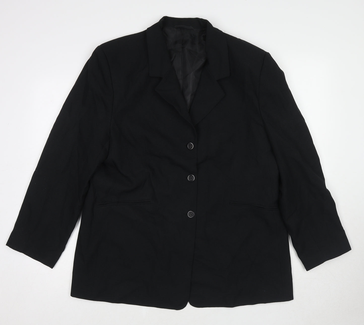 C&A Womens Black Polyester Jacket Blazer Size 18 Button