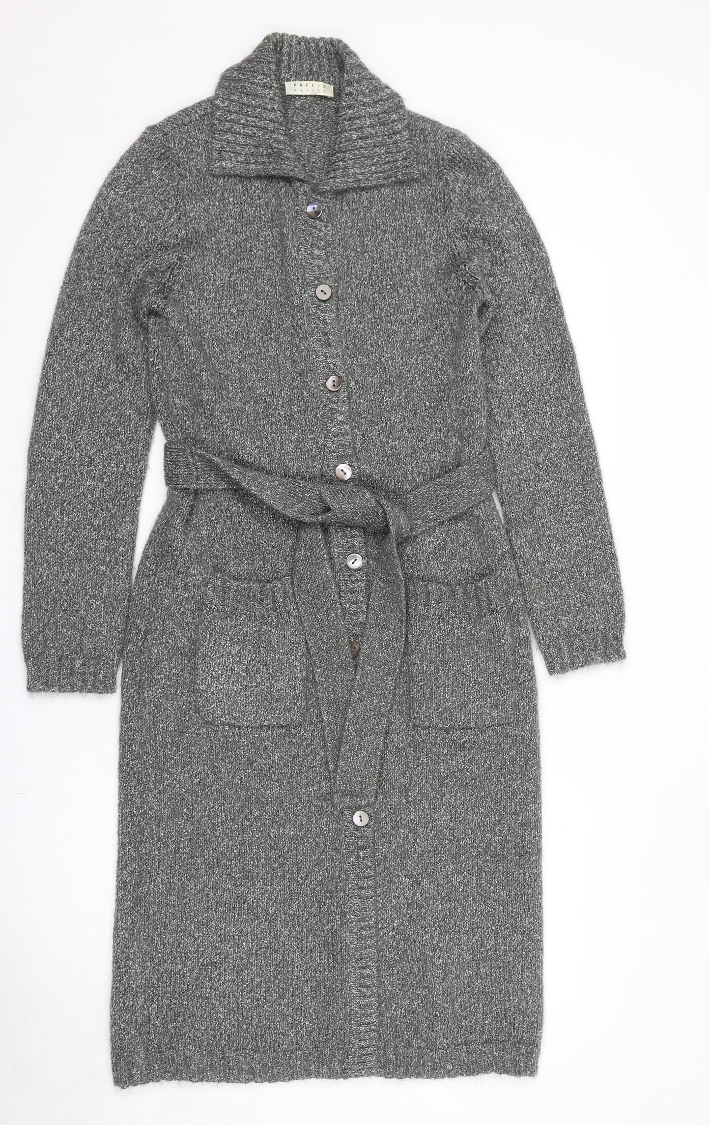 Precis Womens Grey Collared Acrylic Cardigan Jumper Size S