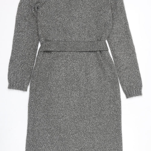 Precis Womens Grey Collared Acrylic Cardigan Jumper Size S