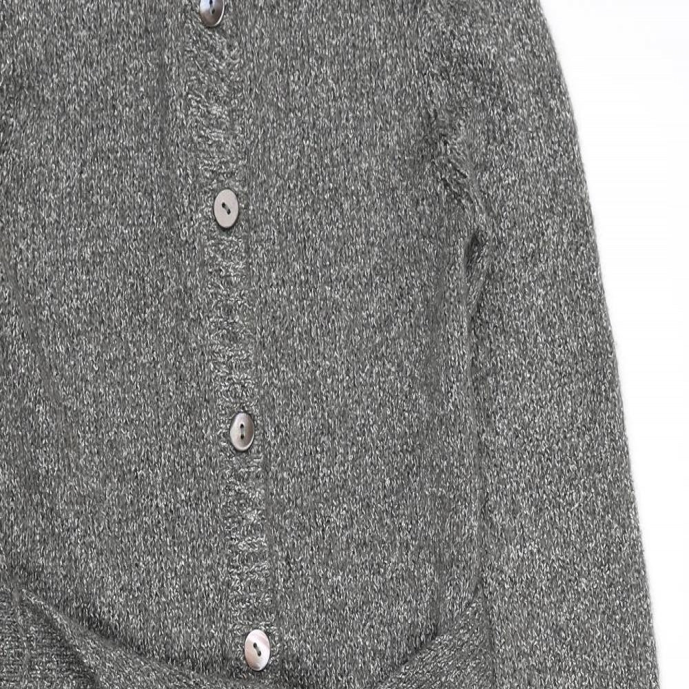 Precis Womens Grey Collared Acrylic Cardigan Jumper Size S