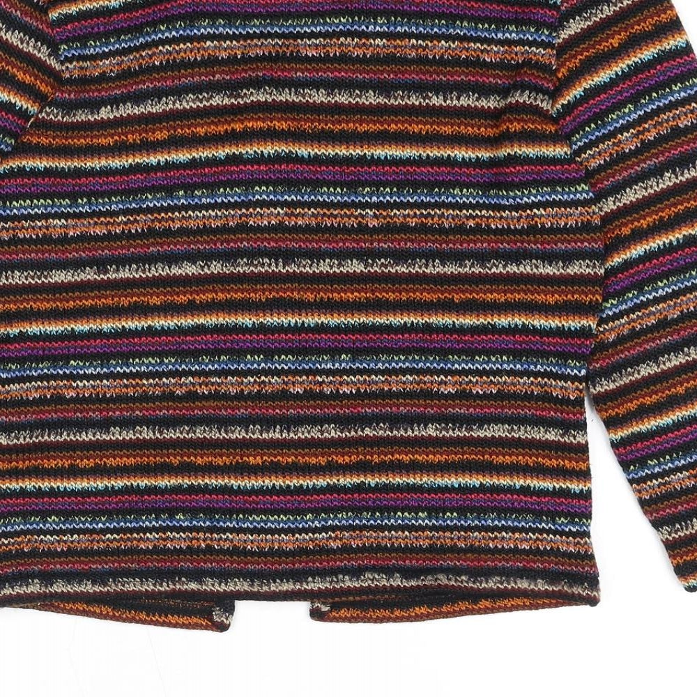 Per Una Womens Multicoloured V-Neck Striped Acrylic Cardigan Jumper Size 10