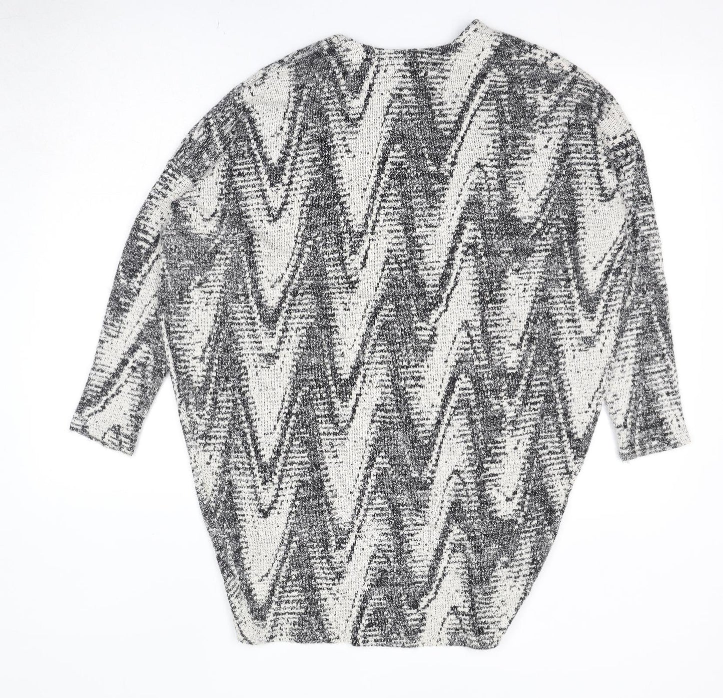 Oasis Womens Black V-Neck Geometric Polyamide Cardigan Jumper Size XS