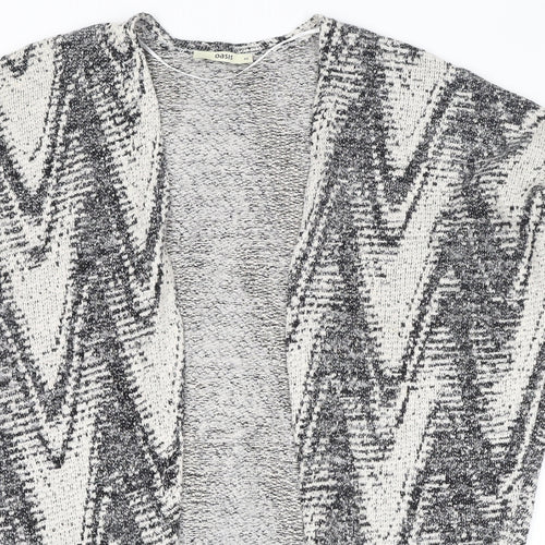 Oasis Womens Black V-Neck Geometric Polyamide Cardigan Jumper Size XS