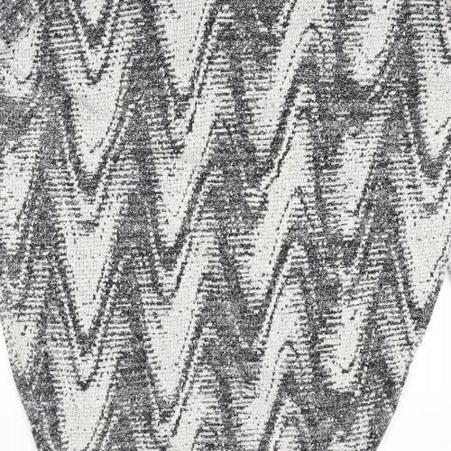 Oasis Womens Black V-Neck Geometric Polyamide Cardigan Jumper Size XS