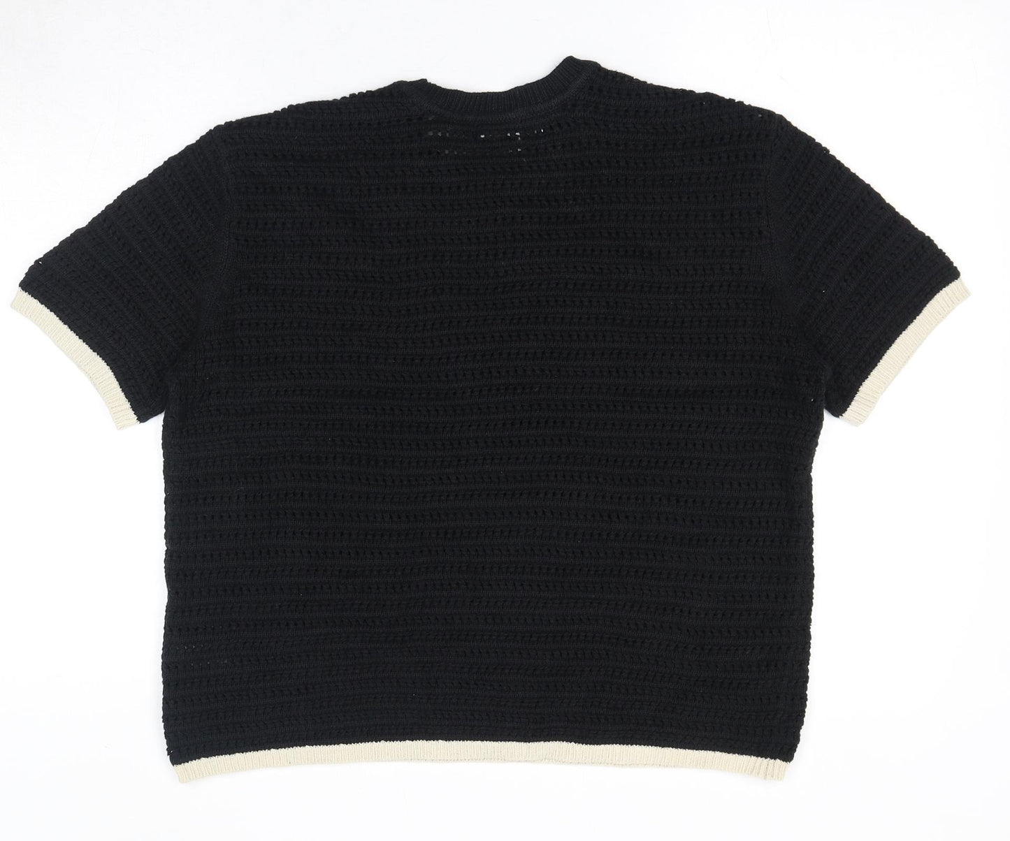 Marks and Spencer Womens Black Cotton Basic T-Shirt Size M Round Neck