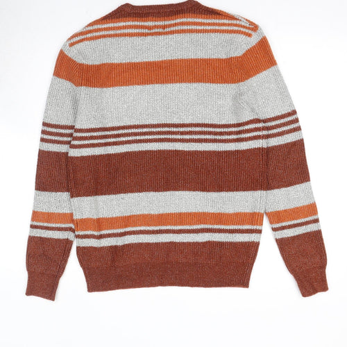 Marks and Spencer Mens Multicoloured Round Neck Striped Polyester Pullover Jumper Size S Long Sleeve