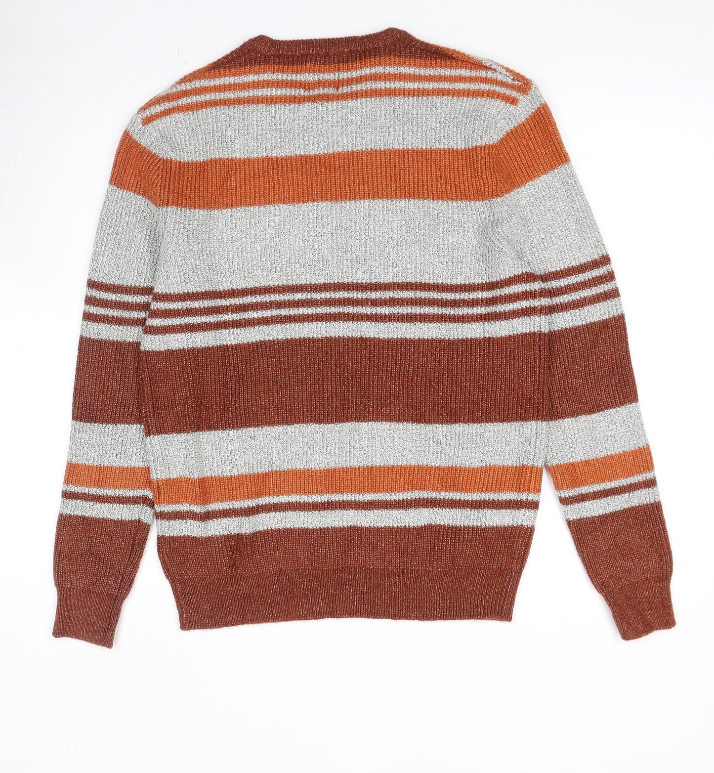 Marks and Spencer Mens Multicoloured Round Neck Striped Polyester Pullover Jumper Size S Long Sleeve