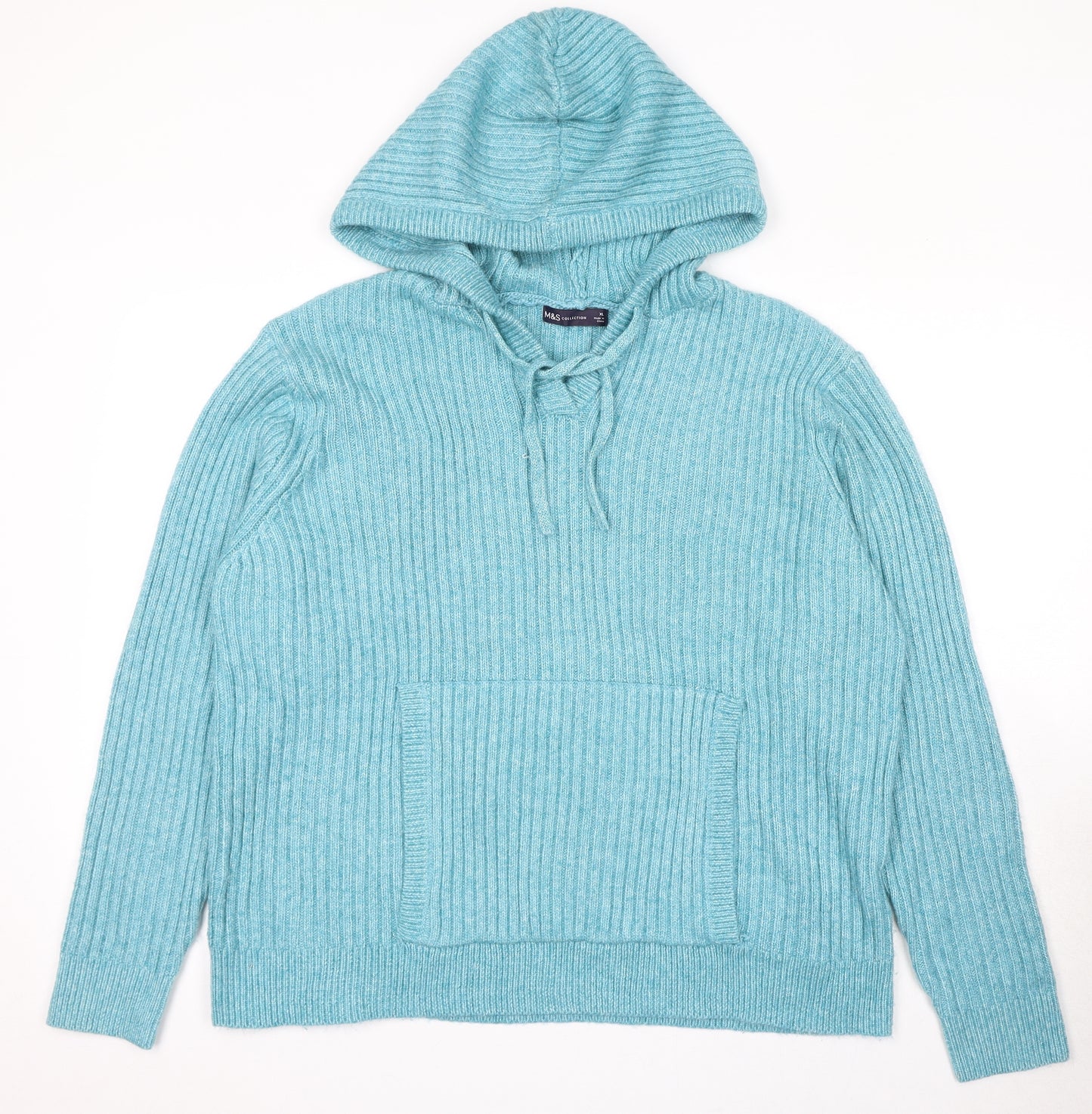 Marks and Spencer Womens Blue Round Neck Polyester Pullover Jumper Size XL