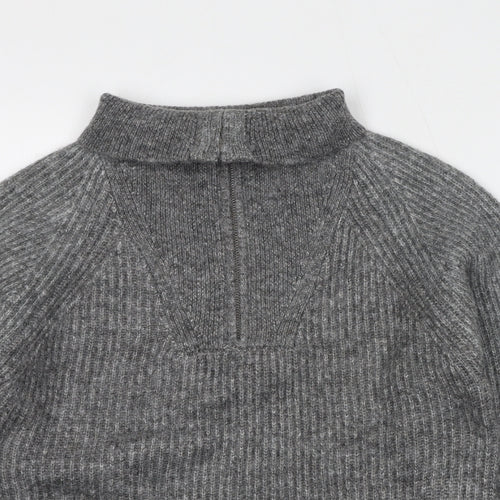 Marks and Spencer Womens Grey High Neck Polyester Henley Jumper Size S
