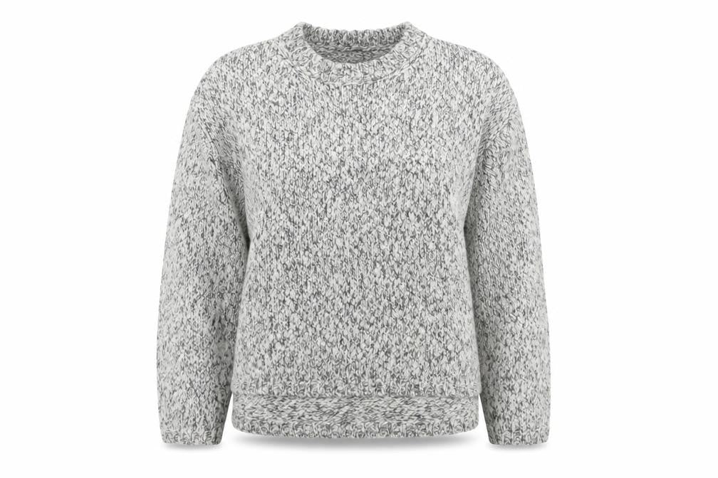 Front view of Marks & Spencer women’s beige round neck polyester jumper, size L