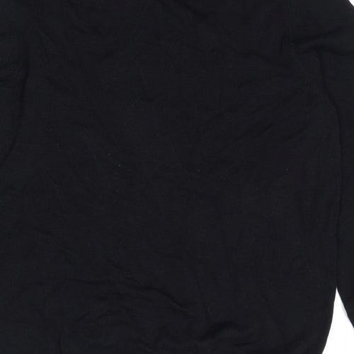 Autograph Mens Black Collared Geometric Cotton Pullover Jumper Size M Long Sleeve