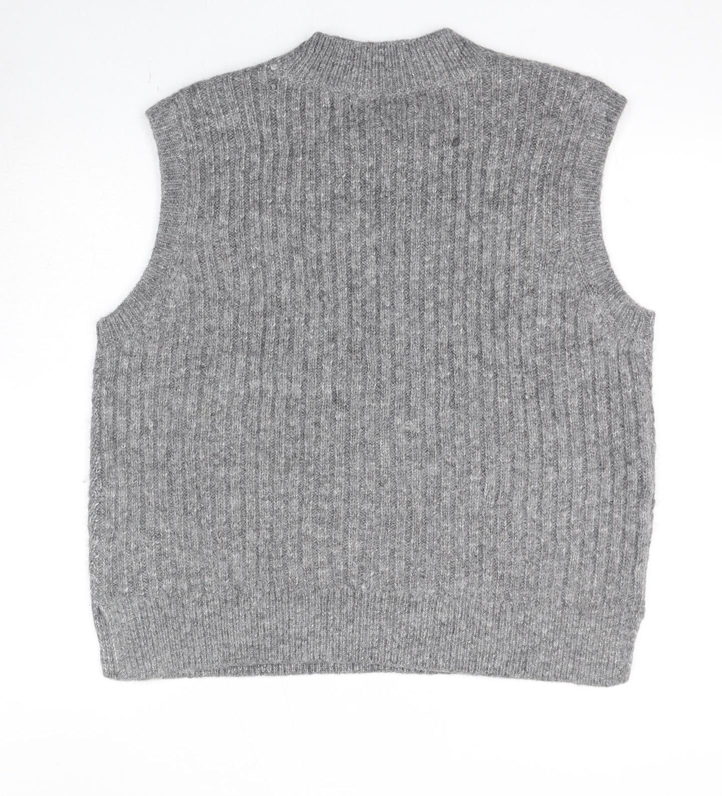 Marks and Spencer Womens Grey Round Neck Polyester Vest Jumper Size M