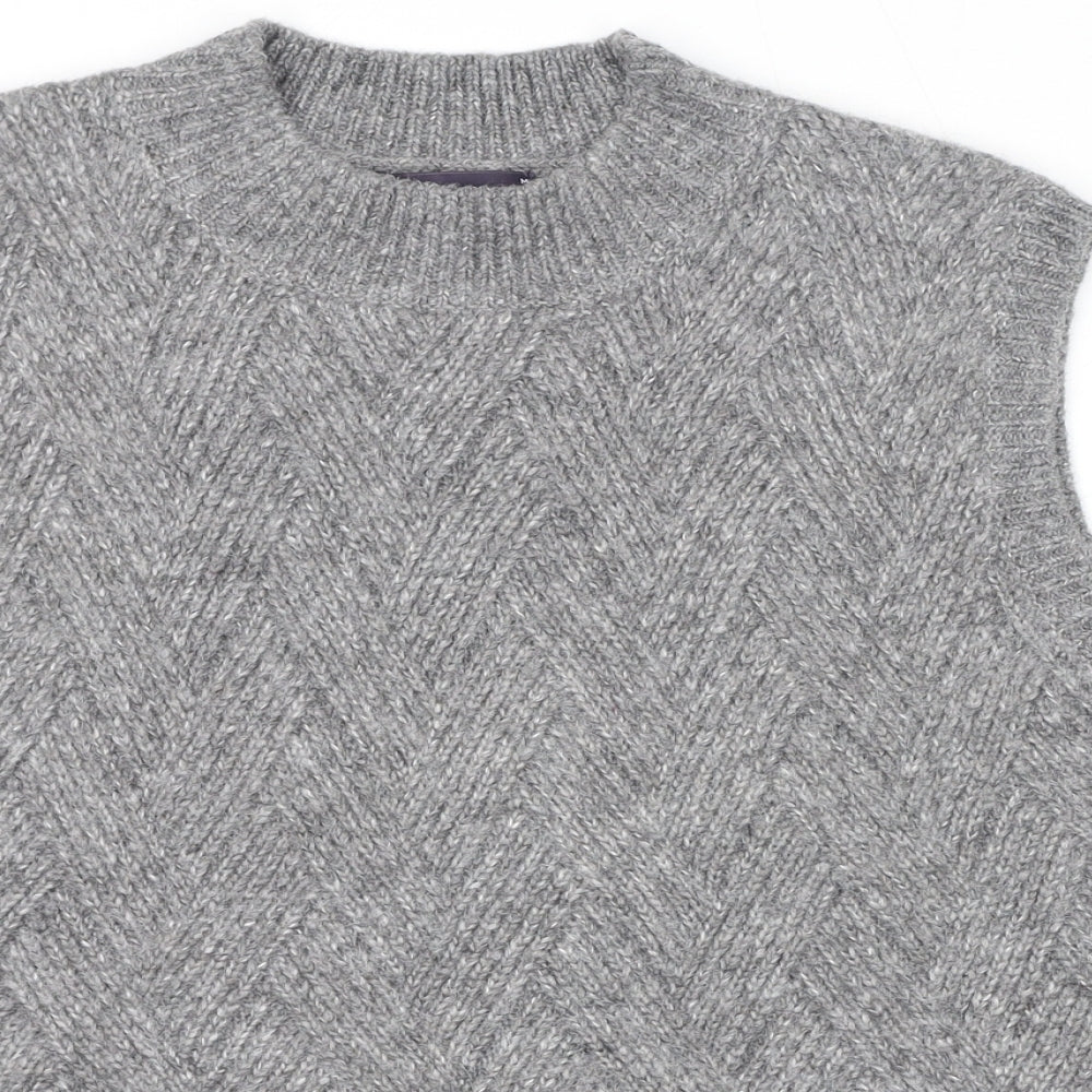 Marks and Spencer Womens Grey Round Neck Polyester Vest Jumper Size M