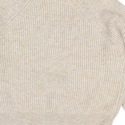 Marks and Spencer Womens Beige High Neck Polyester Henley Jumper Size M