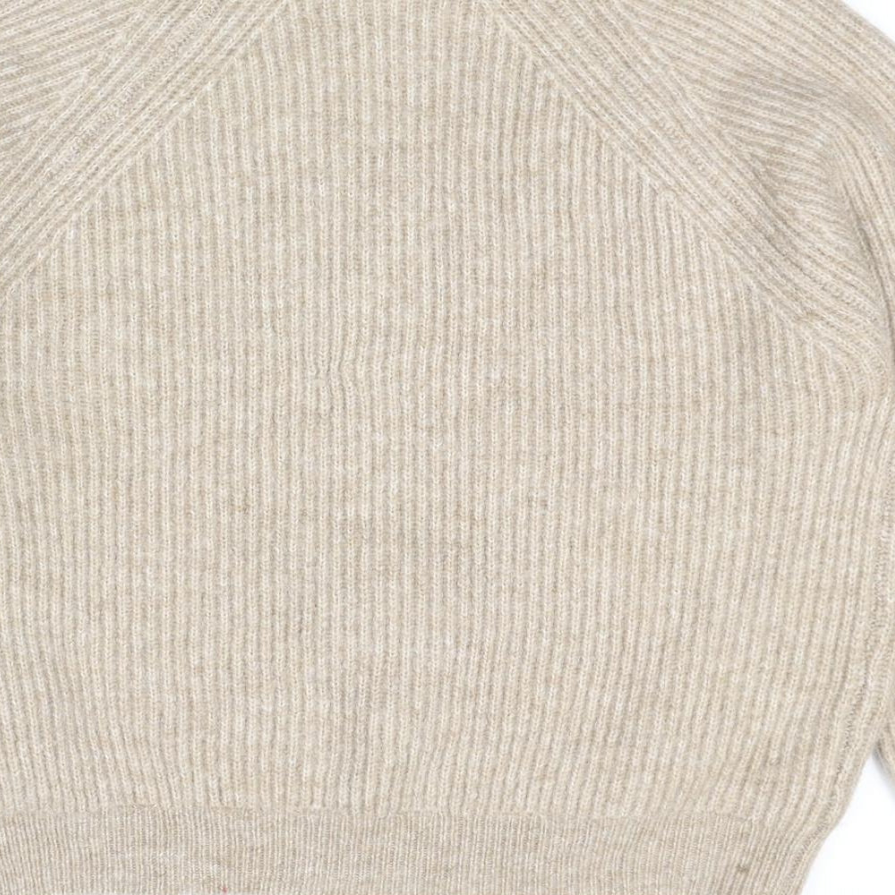 Marks and Spencer Womens Beige High Neck Polyester Henley Jumper Size M
