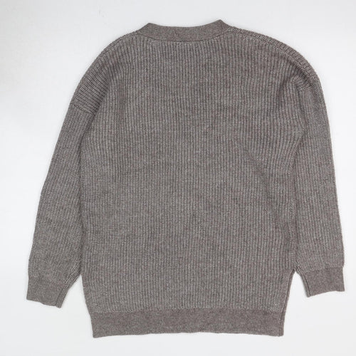 Marks and Spencer Womens Beige V-Neck Polyester Cardigan Jumper Size M