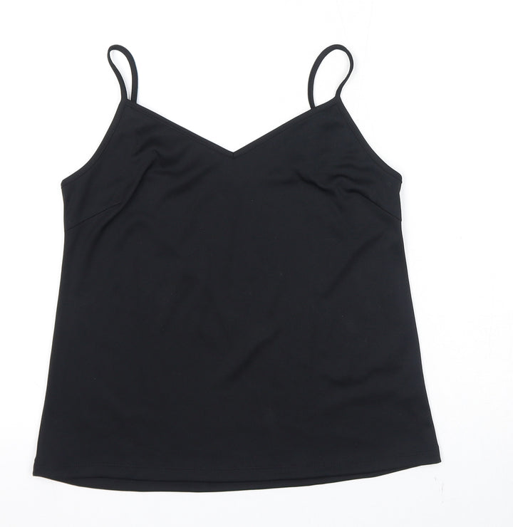 Marks and Spencer Womens Black Polyester Camisole Tank Size 8 V-Neck