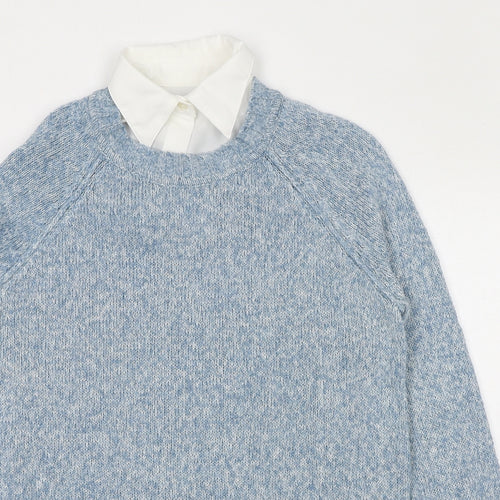 Ralph Lauren Womens Blue Collared Cotton Pullover Jumper Size S - Shirt Insert