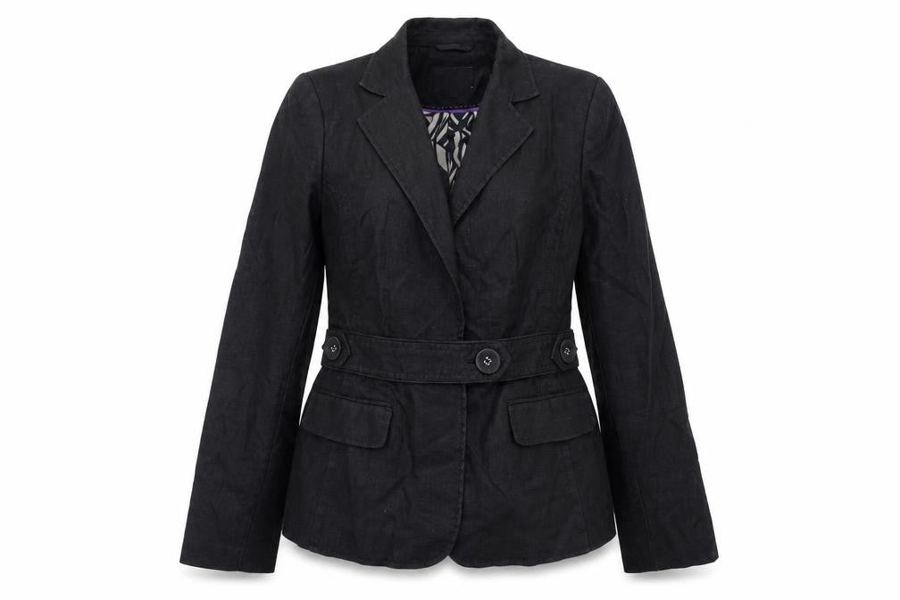 Front view of Next women’s black jacket, size UK 10, button