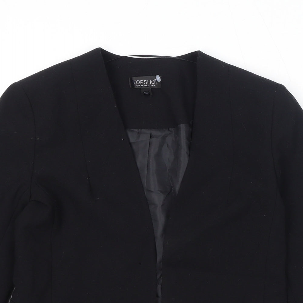 Topshop Womens Black Polyester Jacket Blazer Size 6