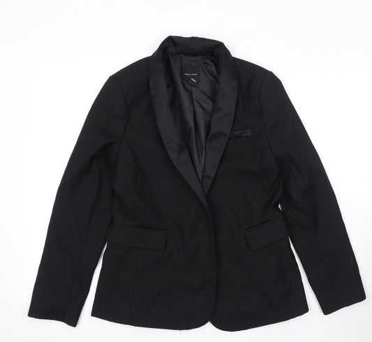 New Look Womens Black Polyester Jacket Blazer Size 12 Button