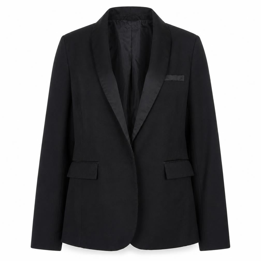 New Look Womens Black Polyester Jacket Blazer Size 12 Button